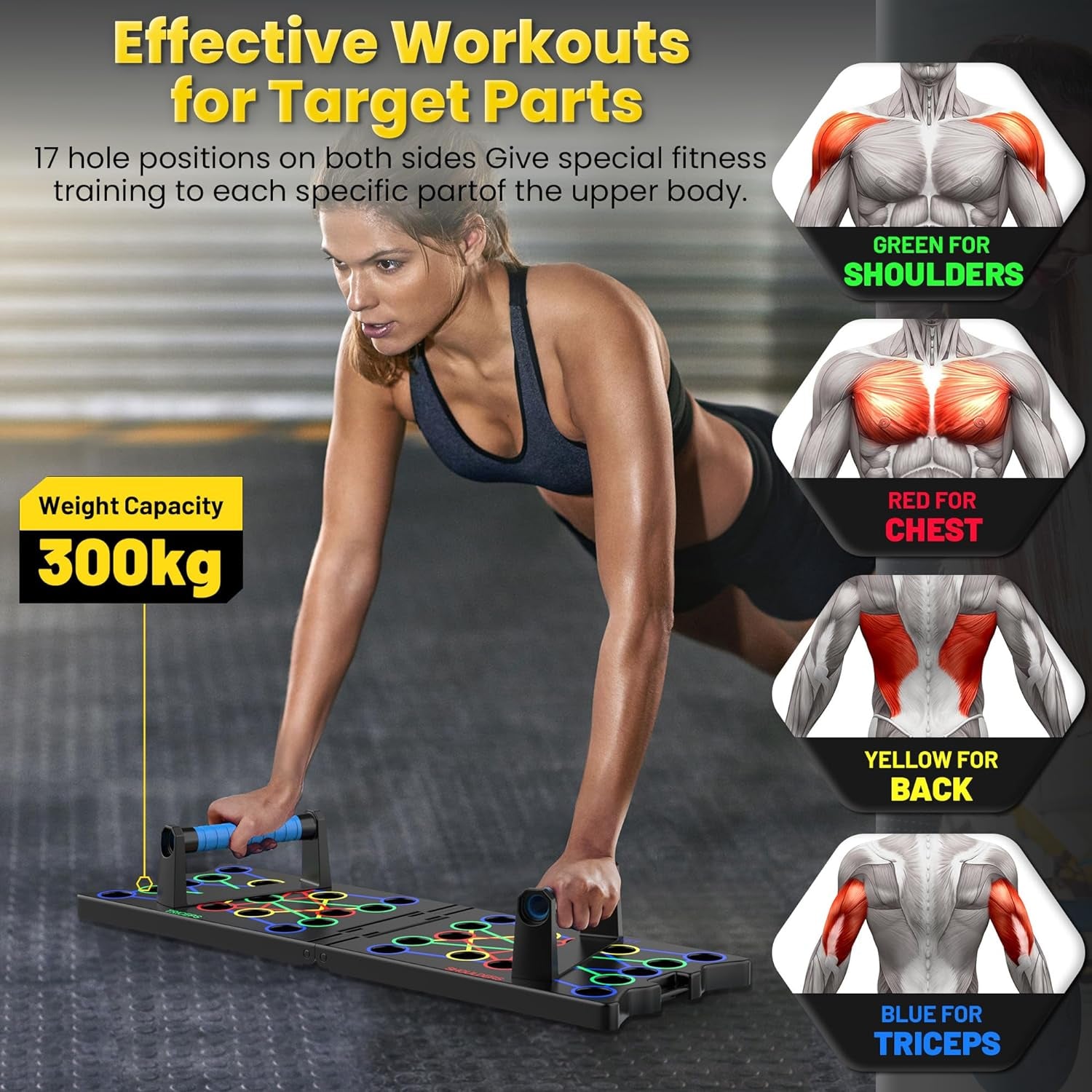 Foldable Push up Board, 24-In-1 Multi-Function Home Workout Equipment, Burn Fat Strength Training Equipment for Effectively Exercise the Muscle of the Upper Body Shoulders,Chest,Back and Triceps