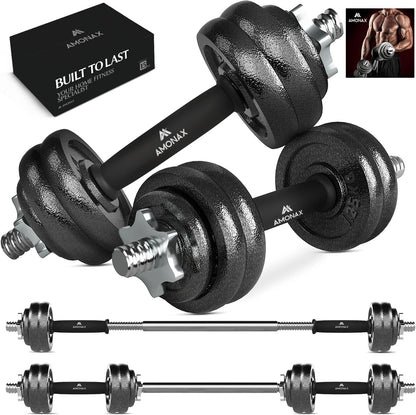 20Kg 30Kg Cast Iron Adjustable Dumbbells Weight Set, Barbell Set Men Women, Strength Training Equipment Home Gym Fitness, Dumbell Pair Hand Weight, Bar Bells Free Weights for Weight Lifting