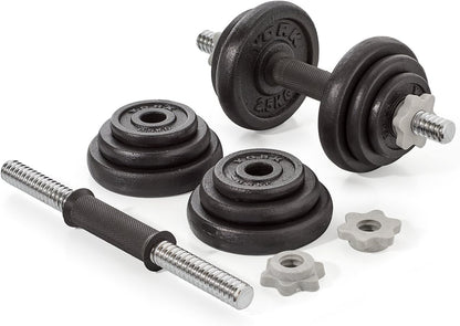 Fitness 20 Kg Cast Iron Spinlock Dumbbell - Adjustable Hand Weights Set (Pack of 2) - Black