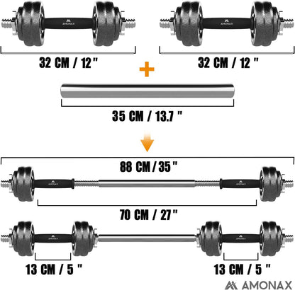 20Kg 30Kg Cast Iron Adjustable Dumbbells Weight Set, Barbell Set Men Women, Strength Training Equipment Home Gym Fitness, Dumbell Pair Hand Weight, Bar Bells Free Weights for Weight Lifting