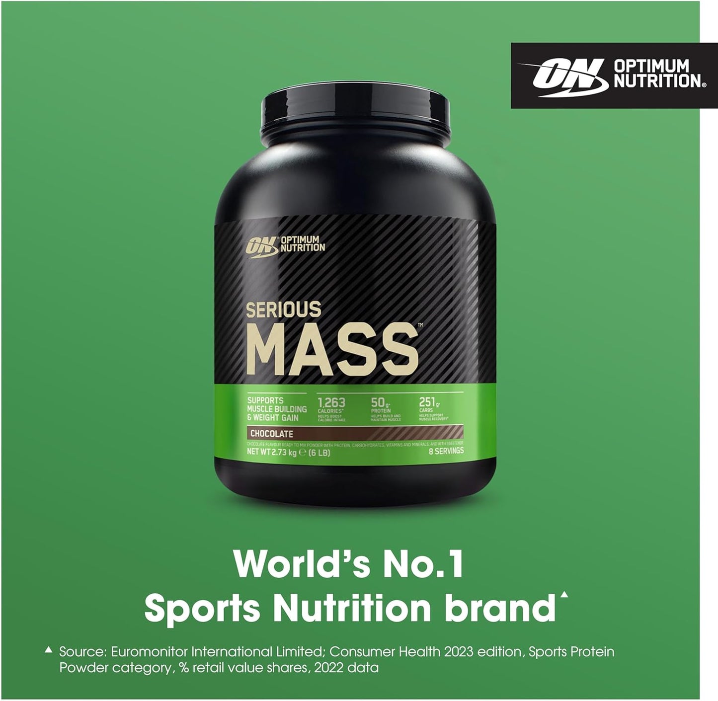 Serious Mass Protein Powder with Creatine, Glutamine, 25 Vitamins & Minerals, High Calorie Mass Gainer, Chocolate Flavour, 8 Servings, 2.73Kg, Packaging May Vary