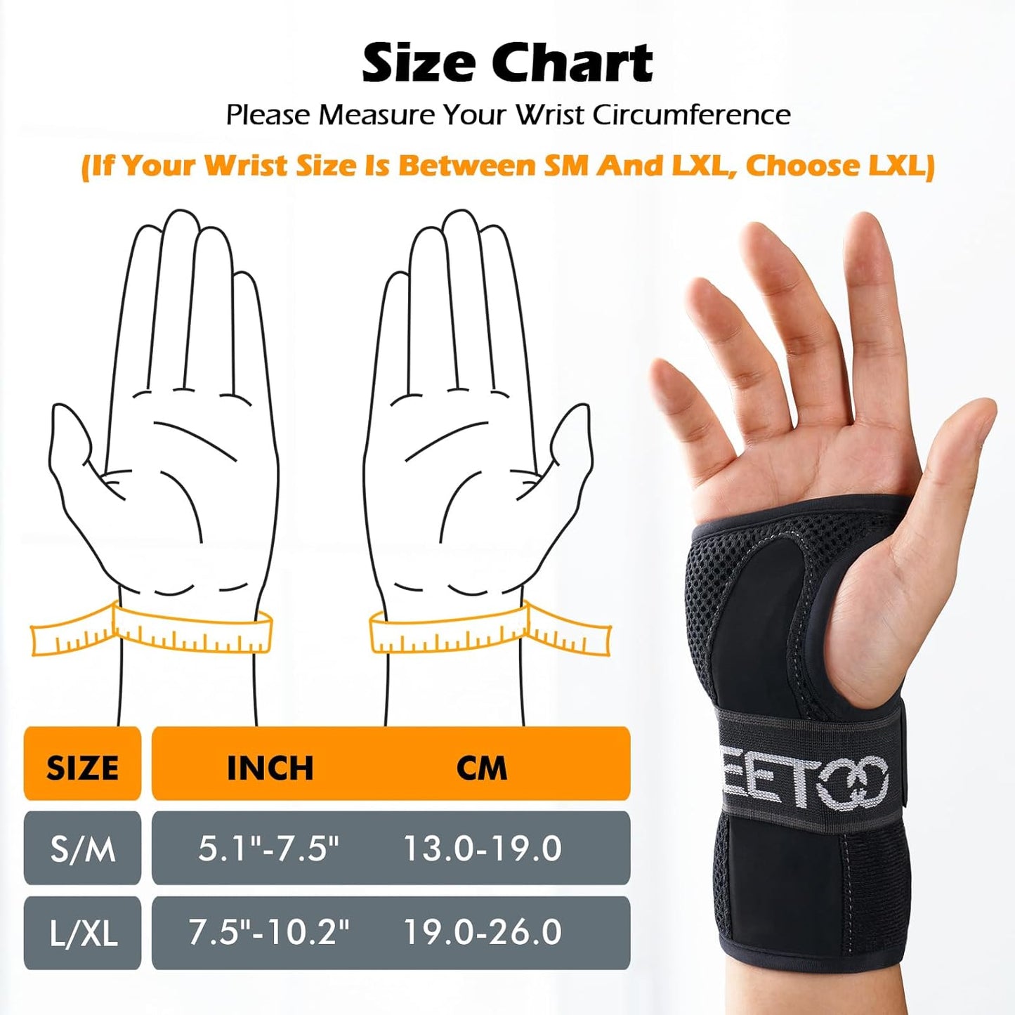 Stable Version Wrist Support with 3 Metal Stays, Comfy Carpal Tunnel Wrist Splint with Soft Pad for Daily Use, Breathable Wrist Support Brace Fit Right Hand for Arthritis,Rsi,Sprain Recovery