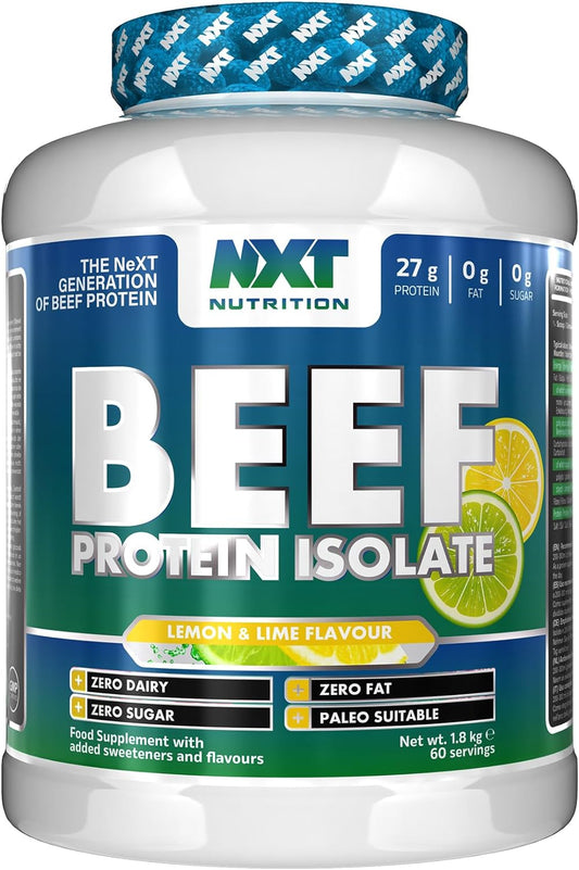 Beef Protein Isolate Powder - Protein Powder High in Natural Amino Acids - Paleo, Keto Friendly - Dairy and Gluten Free - Muscle Recovery | 1.8Kg | Lemon & Lime