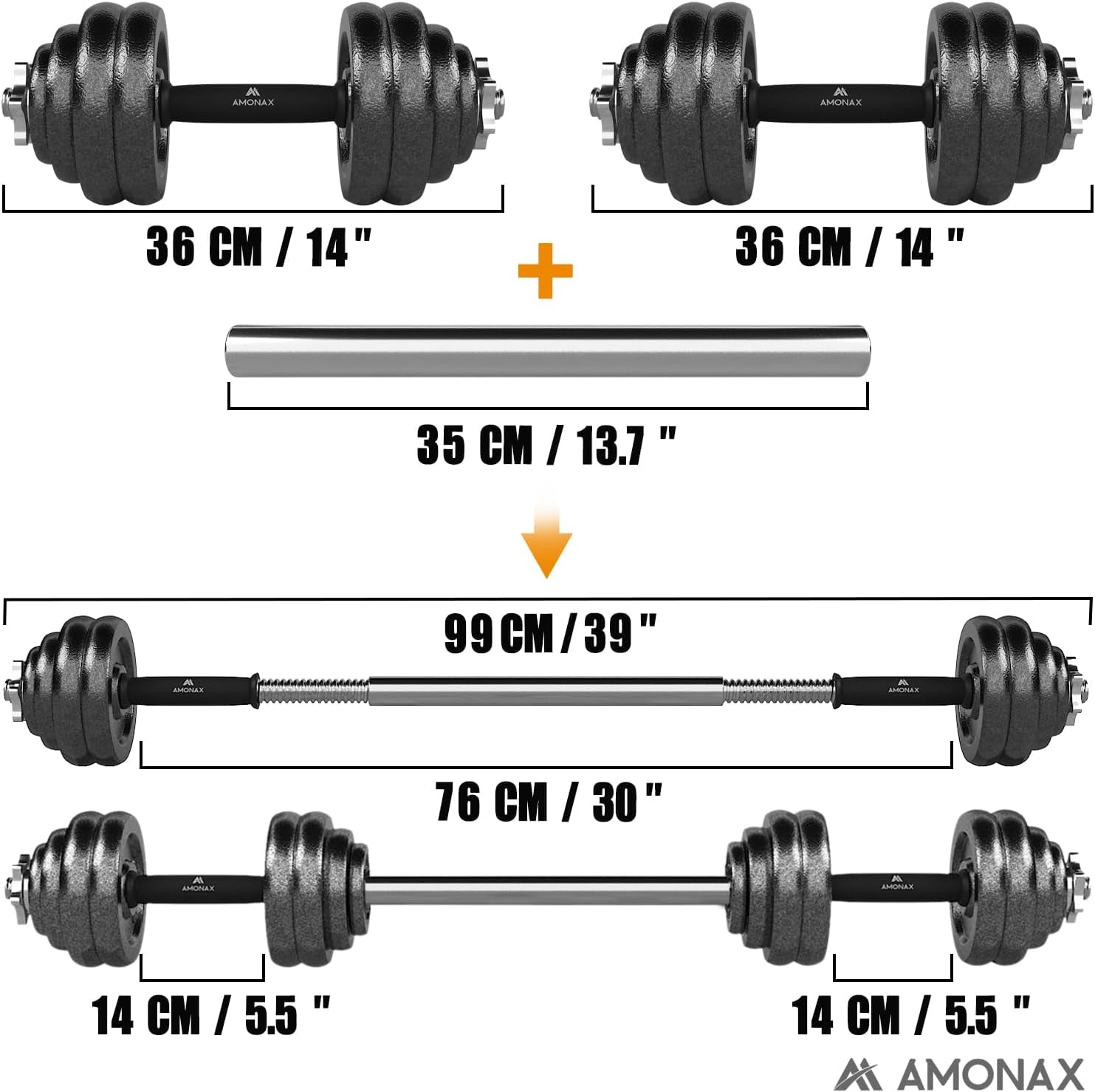 20Kg 30Kg Cast Iron Adjustable Dumbbells Weight Set, Barbell Set Men Women, Strength Training Equipment Home Gym Fitness, Dumbell Pair Hand Weight, Bar Bells Free Weights for Weight Lifting