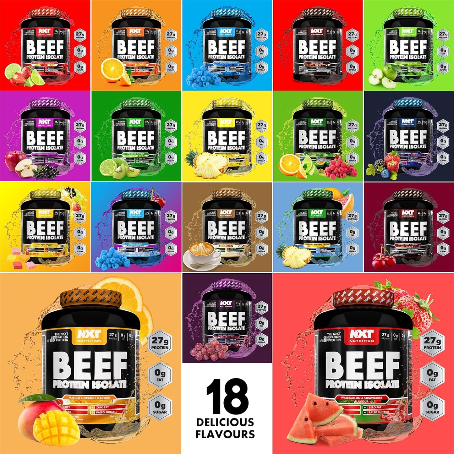 Beef Protein Isolate Powder - Protein Powder High in Natural Amino Acids - Paleo, Keto Friendly - Dairy and Gluten Free - Muscle Recovery | 1.8Kg | Ice Blast