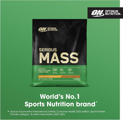 Serious Mass Protein Powder with Creatine, Glutamine, 25 Vitamins and Minerals, Chocolate Peanut Butter Flavour, 16 Servings, 5.45KG