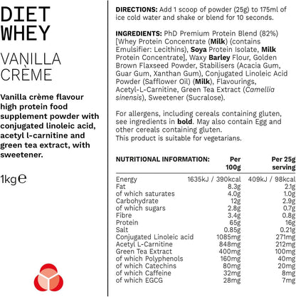 Nutrition Diet Whey High Protein Lean Matrix, Vanilla Crème Diet Whey Protein Powder, High Protein, 40 Servings per 1 Kg Bag