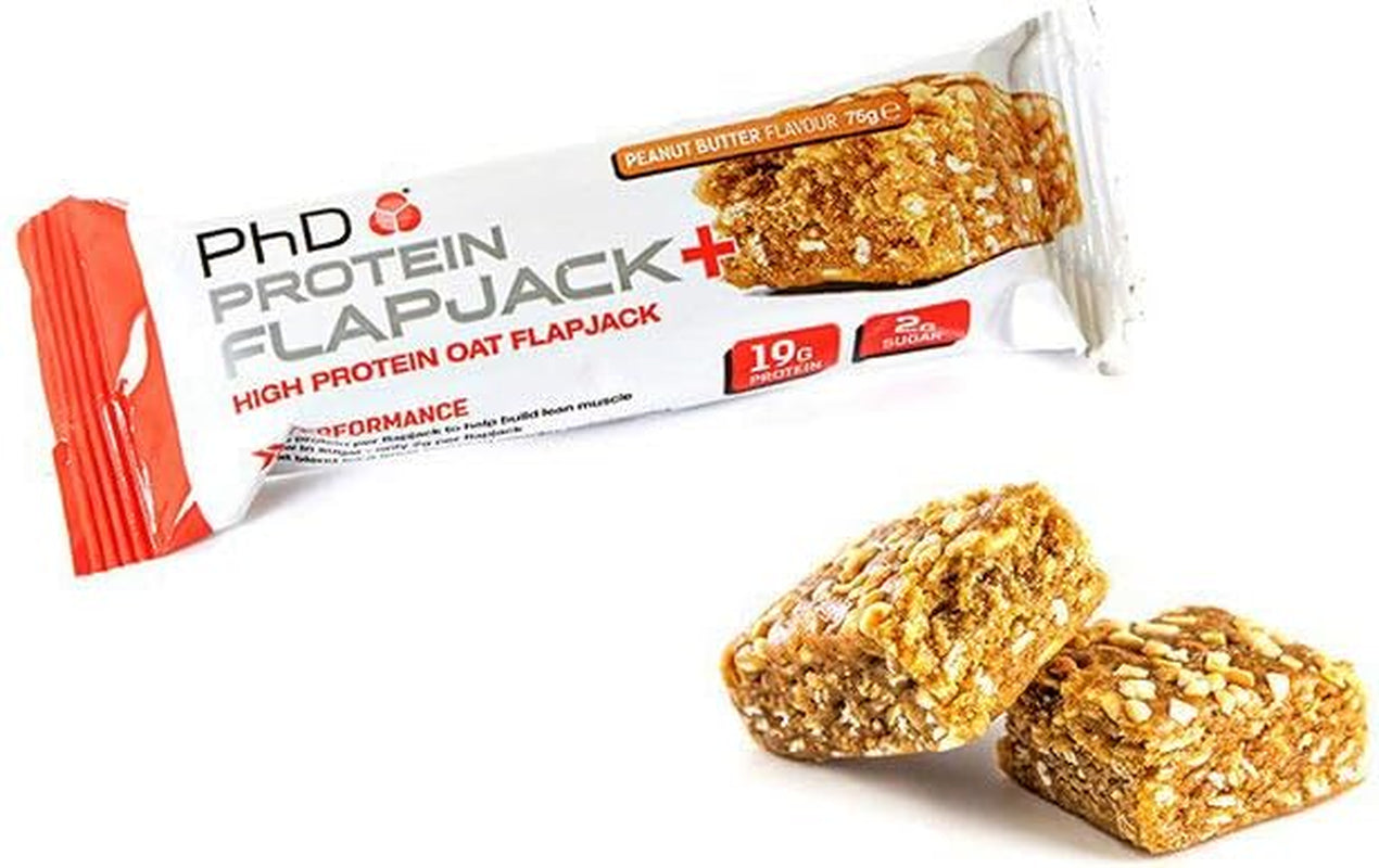 Nutrition | Protein Flapjack+ | High Protein, Low Sugar | Rolled Oats Protein Snack | Complex Carbohydrates and Vitamin E | 19G Protein, 270 Calories | Peanut Butter, 12 Bars