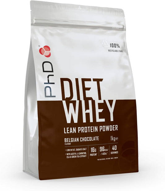 Nutrition Diet Whey High Protein Lean Matrix, Belgian Chocolate Diet Whey Protein Powder, High Protein, 40 Servings per 1 Kg Bag