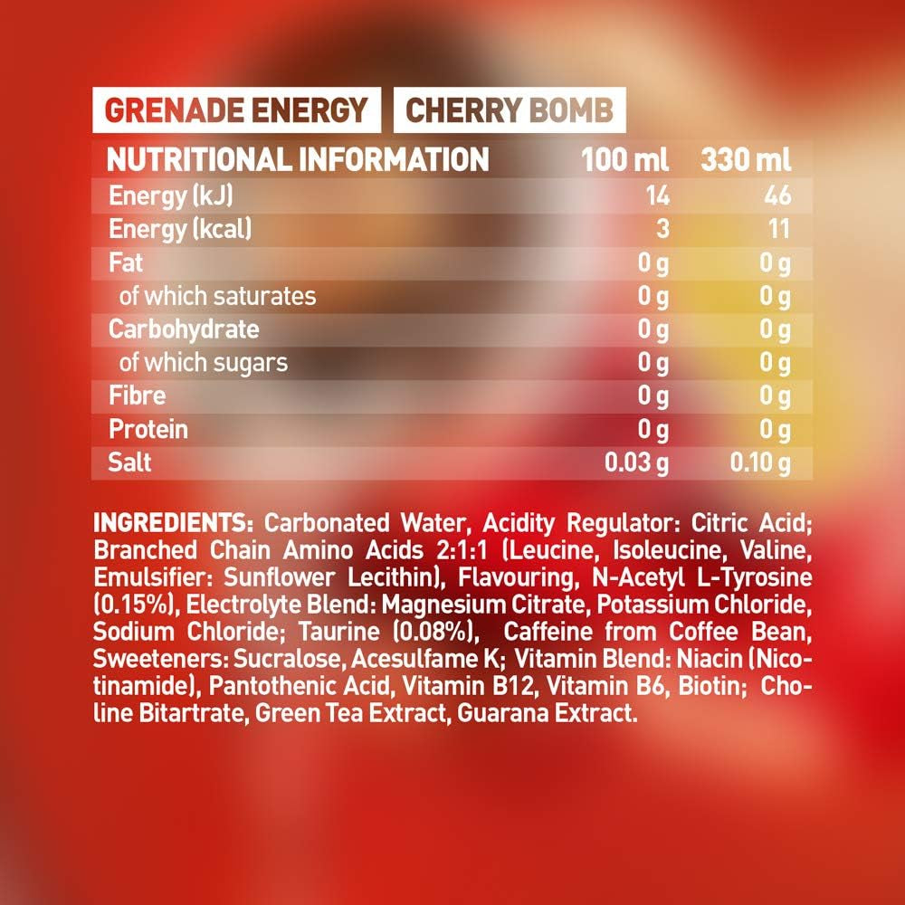 Sugar Free Energy Drink - Cherry Bomb, 330 Ml (Pack of 12)