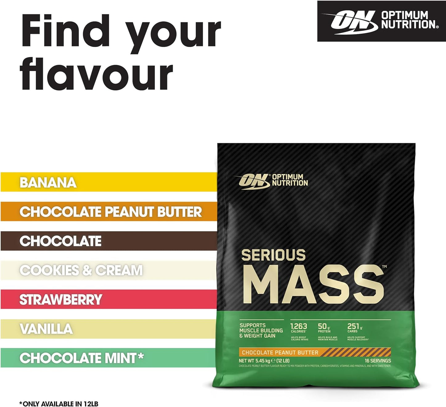 Serious Mass Protein Powder with Creatine, Glutamine, 25 Vitamins and Minerals, Chocolate Peanut Butter Flavour, 16 Servings, 5.45KG