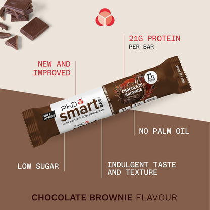 Nutrition Smart Protein Bar Low Calorie, Nutritional Protein Bars/Protein Snacks, High Protein Low Sugar, Chocolate Brownie Flavour, 20G of Protein, 64G Bar (12 Pack)