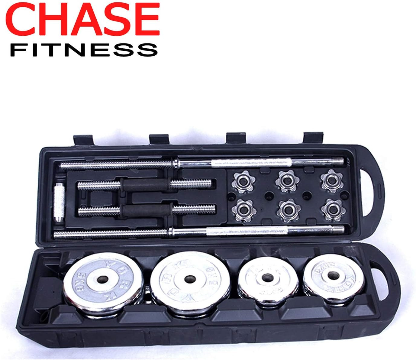 50Kg Barbell Dumbbell Chromed Cast Iron Home Gym Weight Set