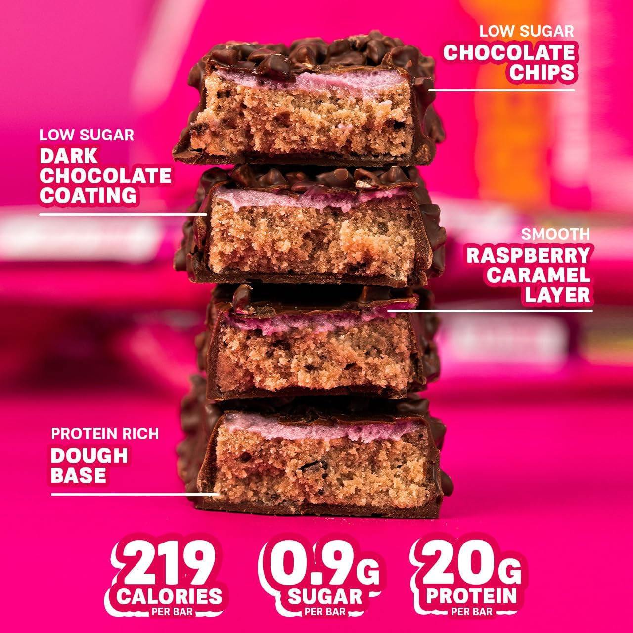 High Protein, Low Sugar Bar - Dark Chocolate Raspberry, 12 X 60 G