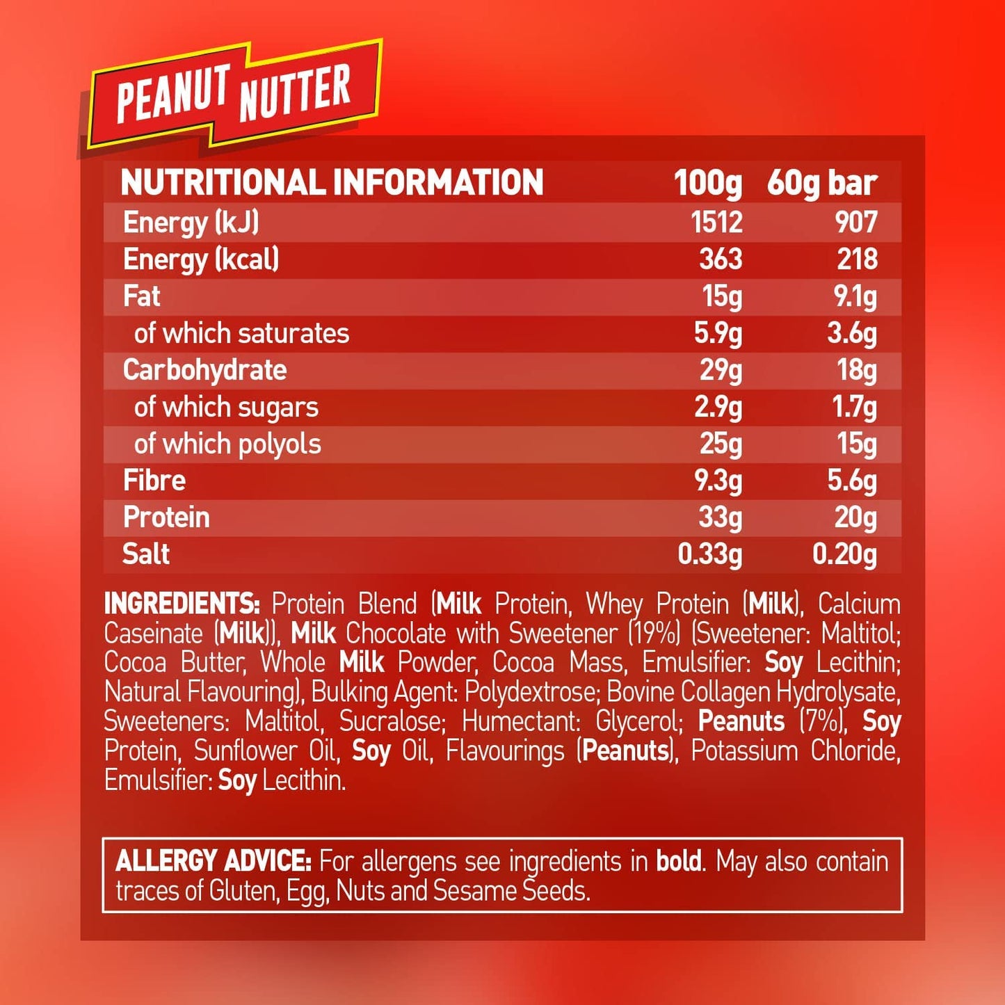 High Protein, Low Sugar Bar - Peanut Nutter, 12 X 60 G