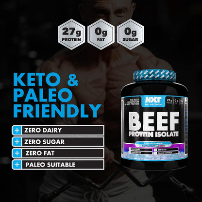 Beef Protein Isolate Powder - Protein Powder High in Natural Amino Acids - Paleo, Keto Friendly - Dairy and Gluten Free - Muscle Recovery | 1.8Kg | Ice Blast