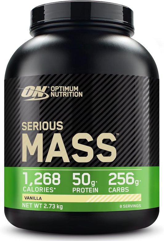 Serious Mass Protein Powder with Creatine, Glutamine, 25 Vitamins & Minerals, High Calorie Mass Gainer, Vanilla Flavour, 8 Servings, 2.73Kg, Packaging May Vary