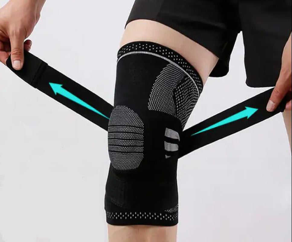 Knee Support Brace - with Hook & Loop Straps, for Men Women, Breathable, Kneecap Gel, Non-Slip, Side Stabilisers, Great for Running, Tennis, Meniscus Tear, ACL, Arthritis (Black, Extra Large)