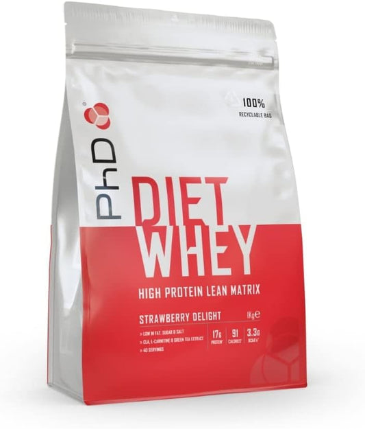 Nutrition Diet Whey Low Calorie Protein Powder, Low Carb, High Protein Lean Matrix, Strawberry Delight Diet Whey Protein Powder, High Protein, 40 Servings per 1 Kg Bag